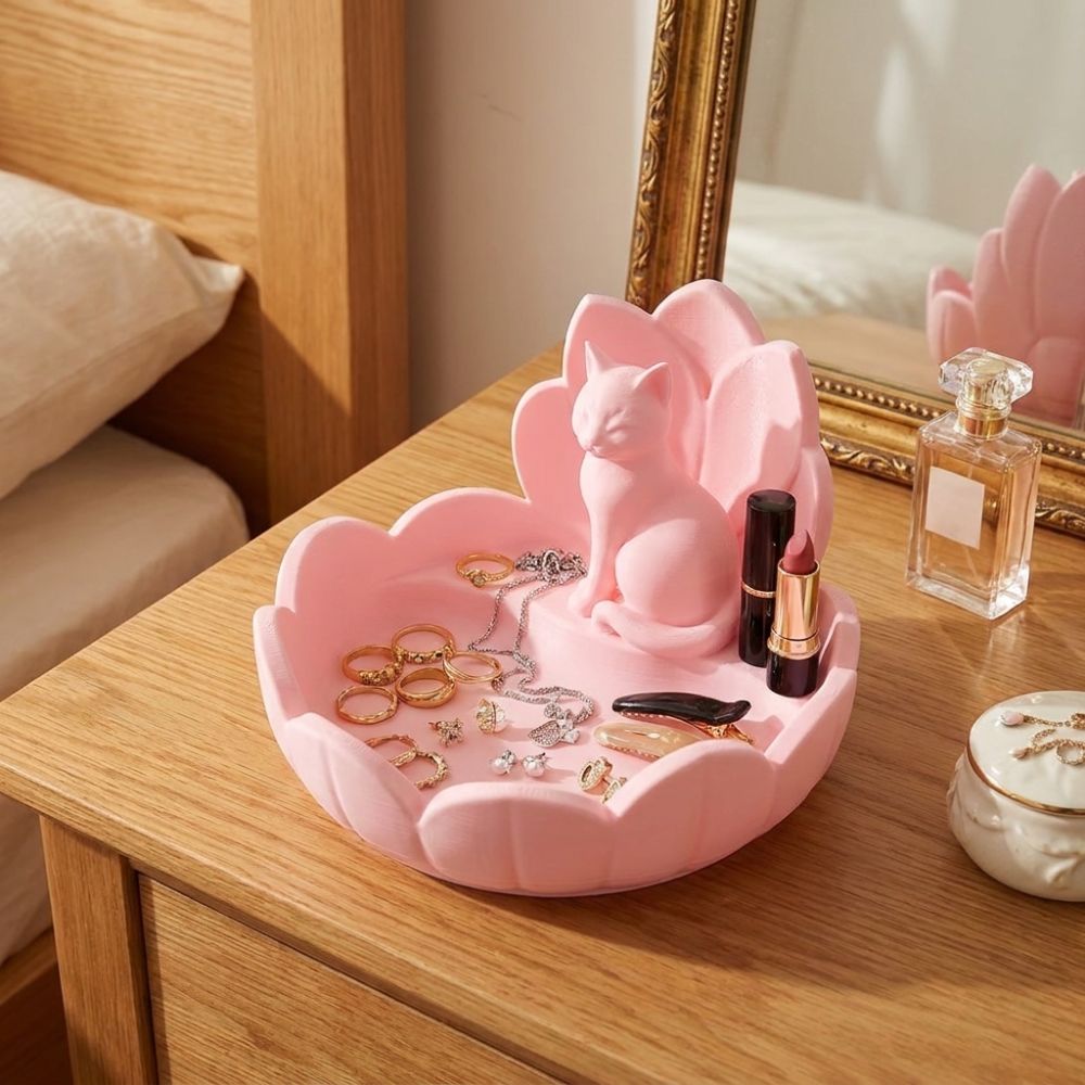 Cute Lotus Cat Jewelry Storage - 3D Printer Stand ulasan dan harga