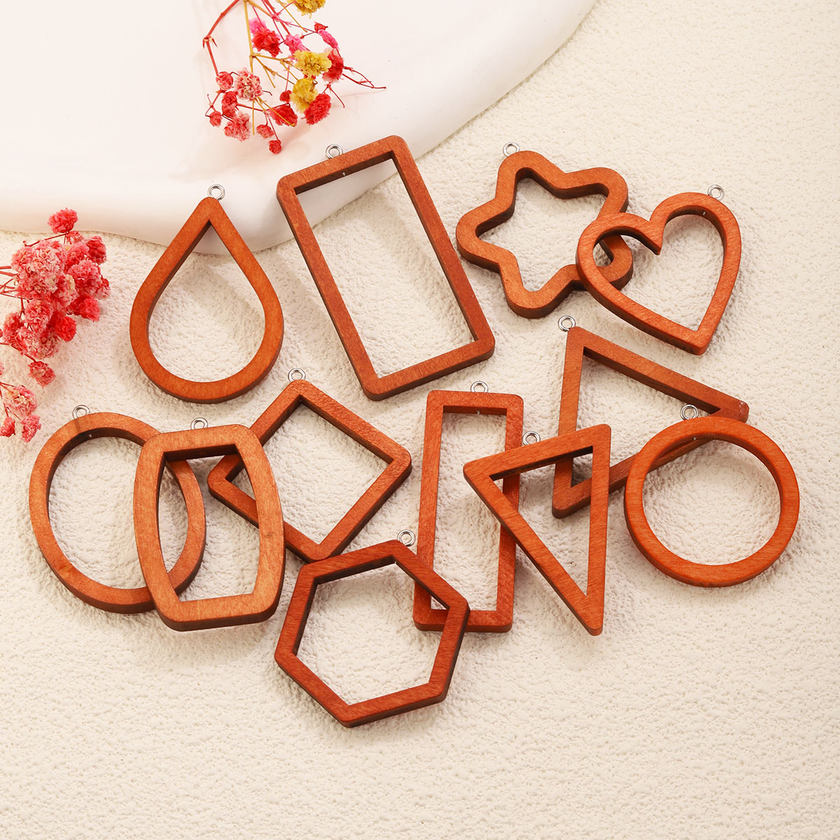 10PCS Triangle Rectangle Wood  - Uv Resin ulasan dan harga
